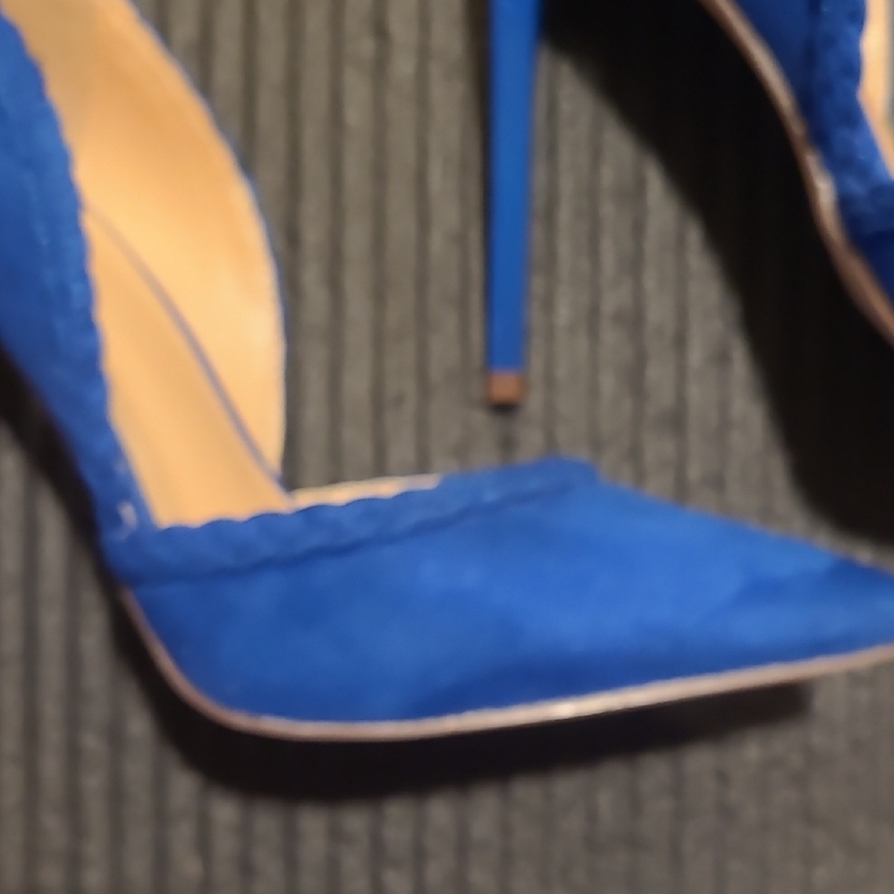 JustFab Women's Faux Suede Blue Heels - Picture 5 of 12